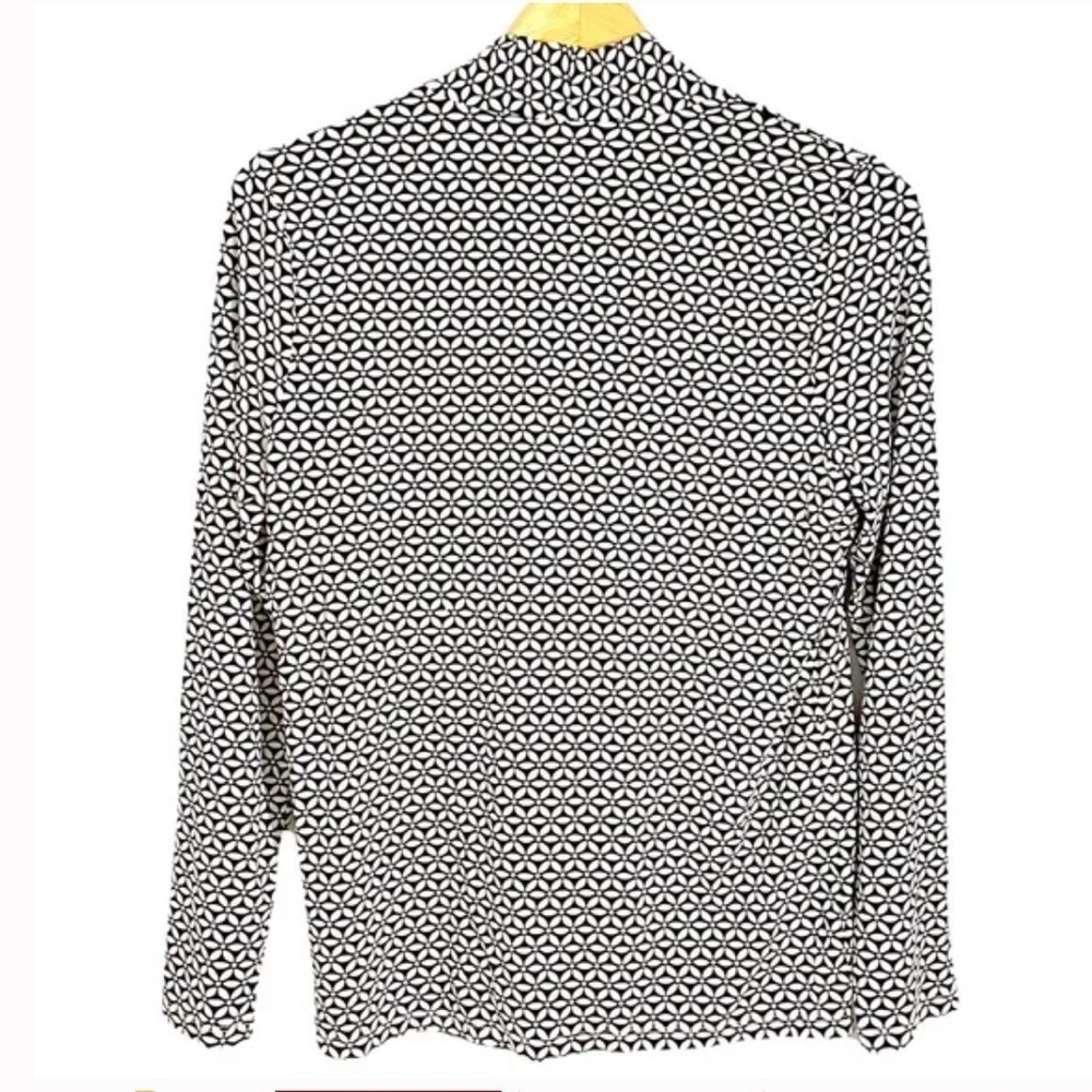 Talbots Black White Geometric Print Long Sleeve Top Size M - Picture 3 of 10